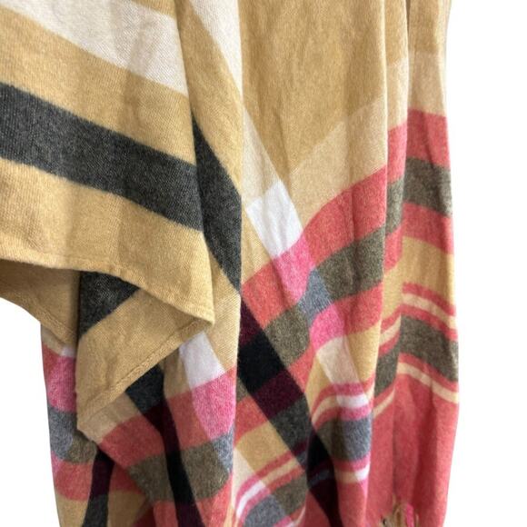 Woolrich Womens Striped Poncho Fleece Fringe Beige Pink Jacket Cardigan sz O/S - Picture 3 of 16